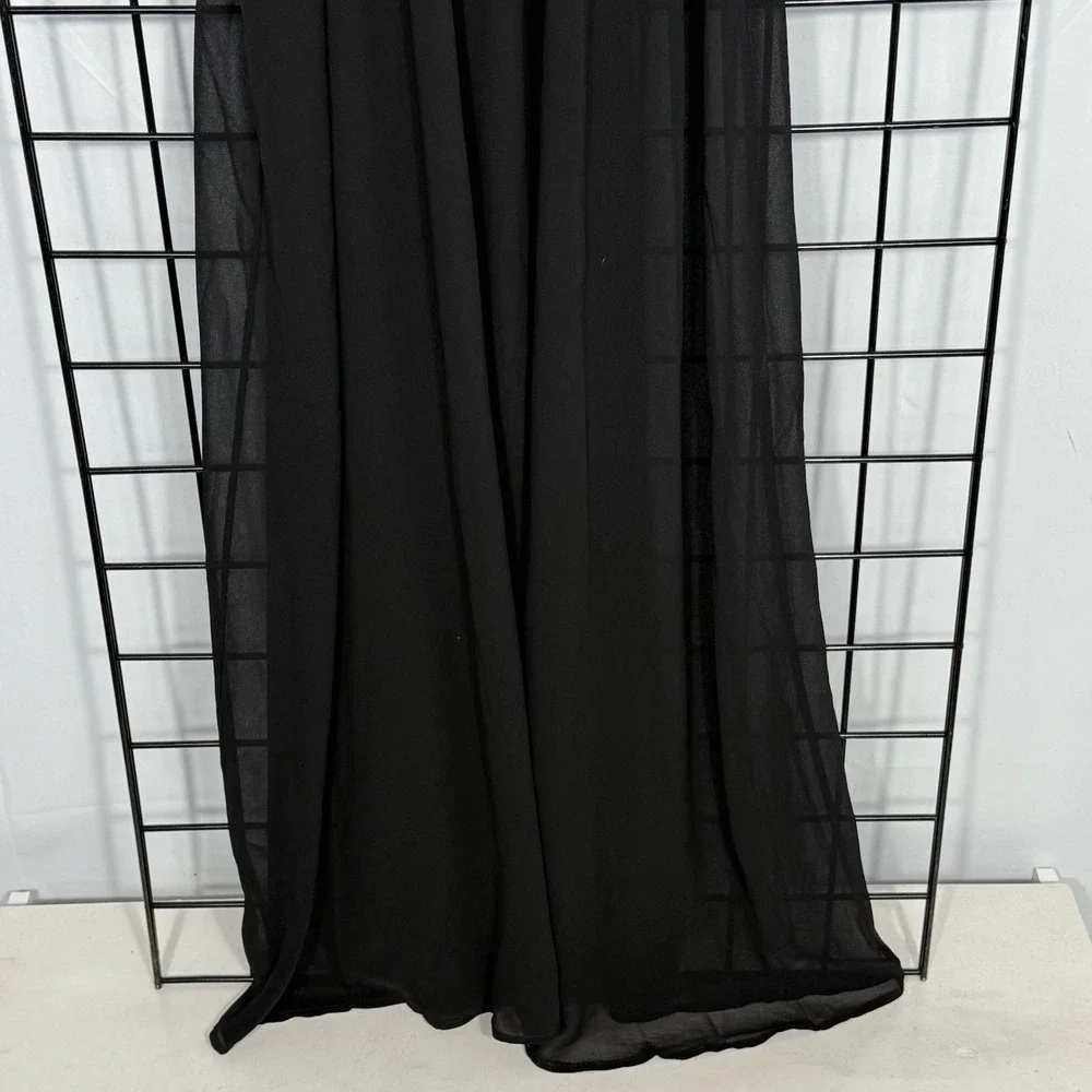 Hot Miami Styles Sheer Mesh Swimsuit Coverup Small Black Maxi Tie Front Belt NEW